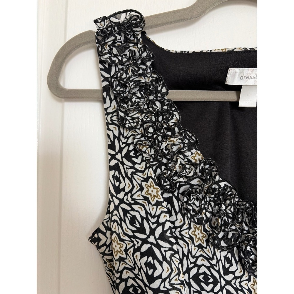 Midi Dress Fairy Whimsigoth Dressbarn Women 10 Black White Ruffle Tiered Belt - Picture 3 of 5